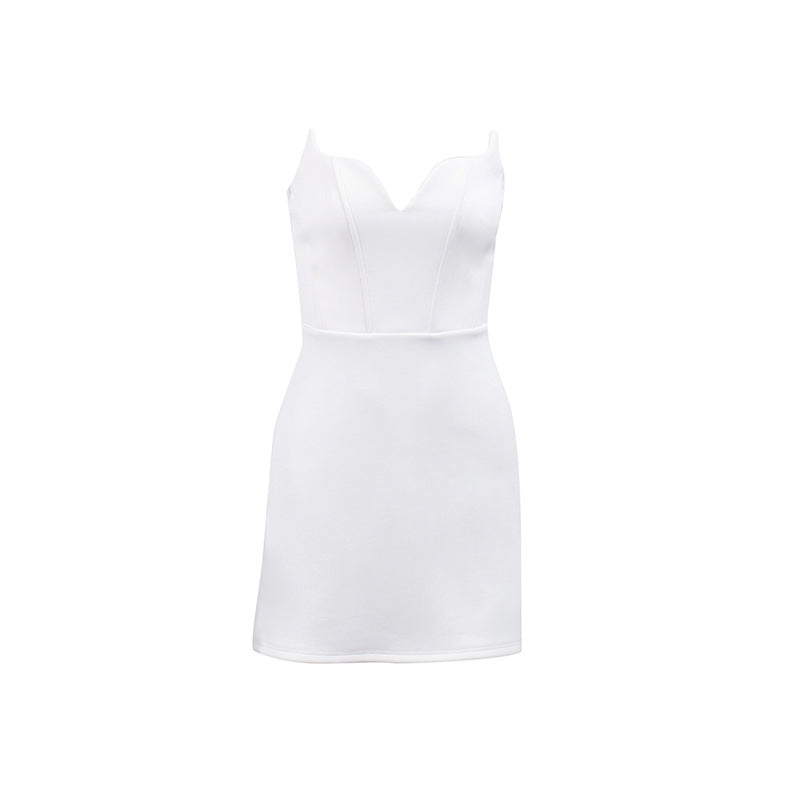 Fish Bone Tube Top Dress New Solid Color Temperament Sexy Ladies Slim Fit Dress
