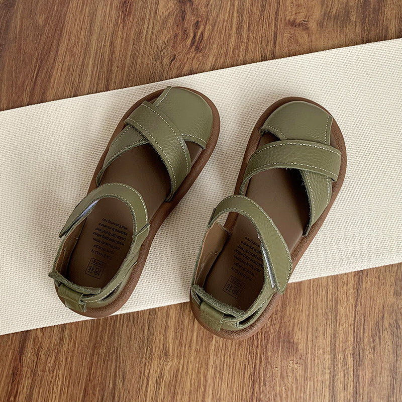 Flat Heeled Toe-Covered Sandals for Women,Casual Shoes