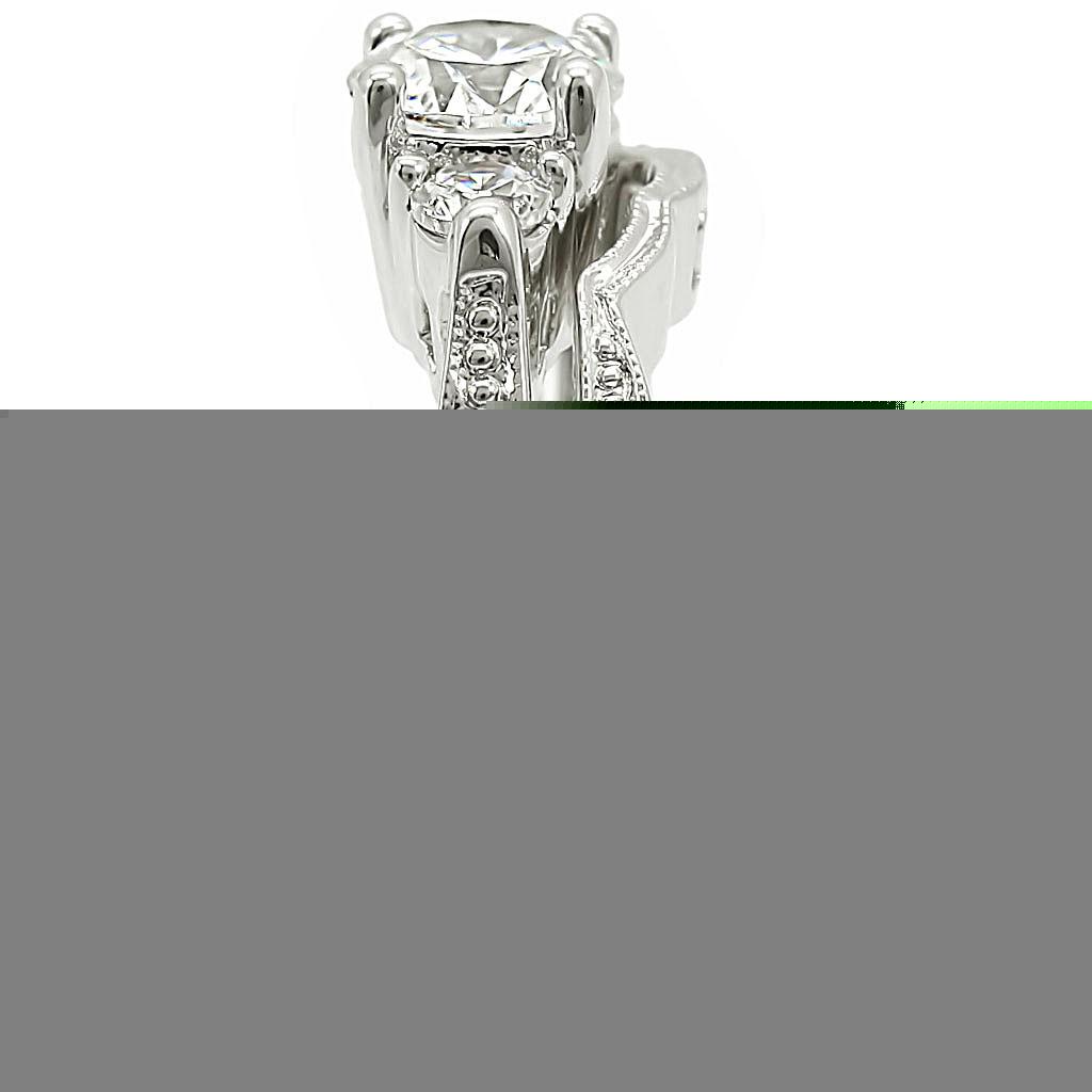 1W002 - Rhodium Brass Ring with AAA Grade CZ in Clear