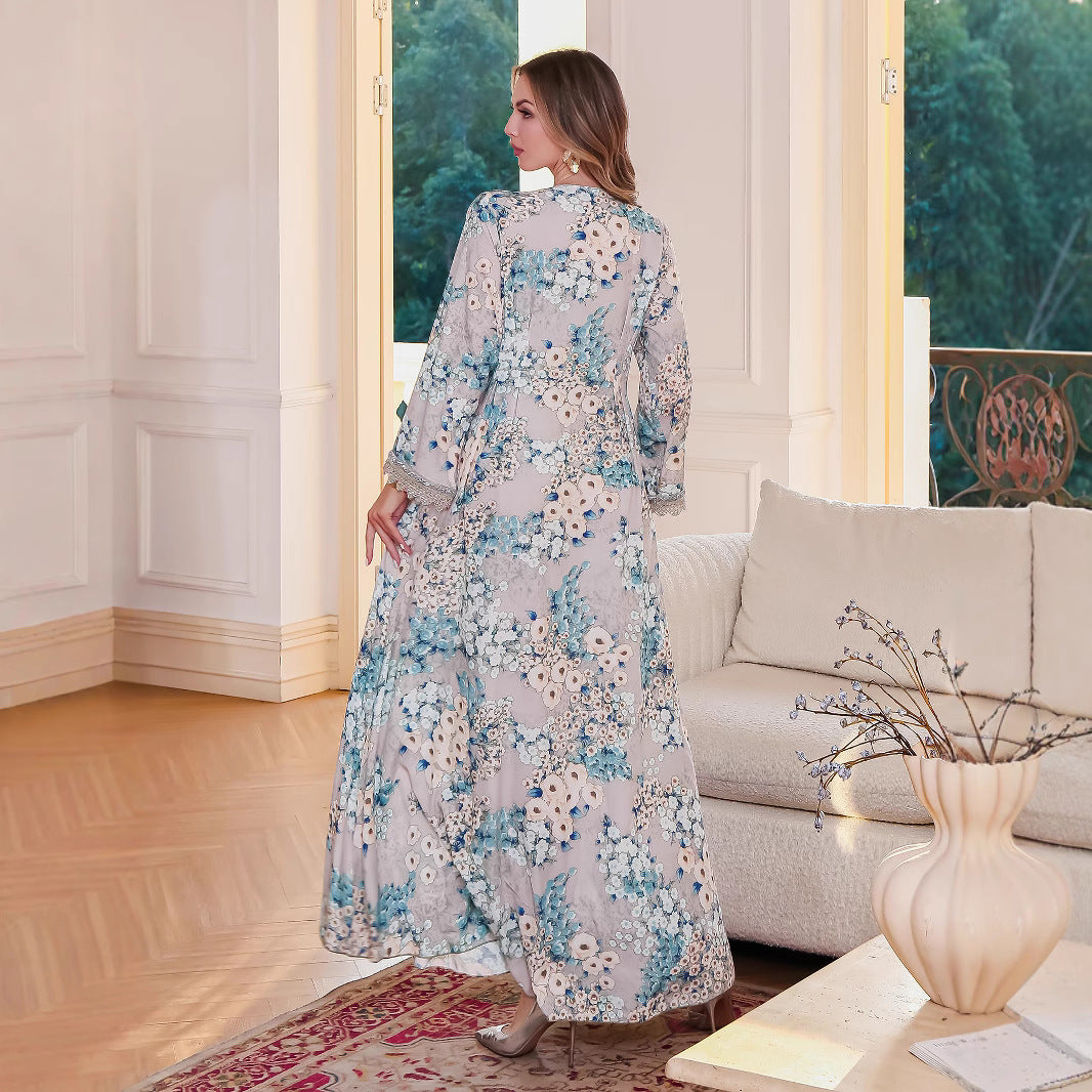 Muslim Long Robe Women's Dress Fashion Printed Ladies' Dress