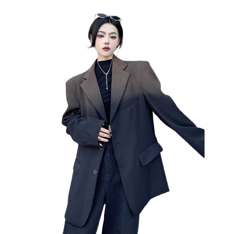 Zadily Spring New In Gradient Loose Women Blazer Streetwear Oversize Long Sleeve Ladies Suit Winter Female Blazers