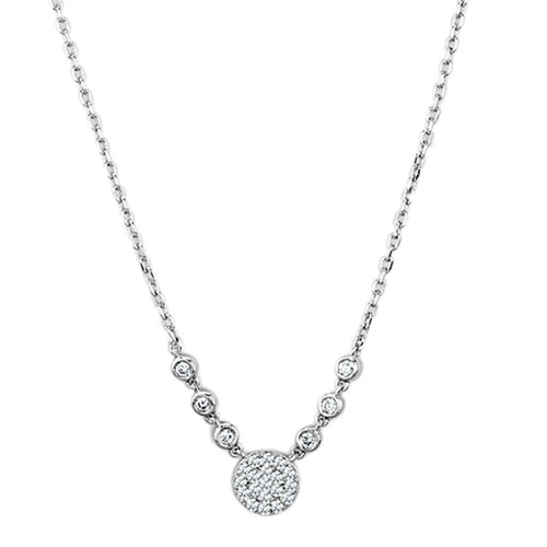 3W417 - Rhodium Brass Necklace with AAA Grade CZ in Clear