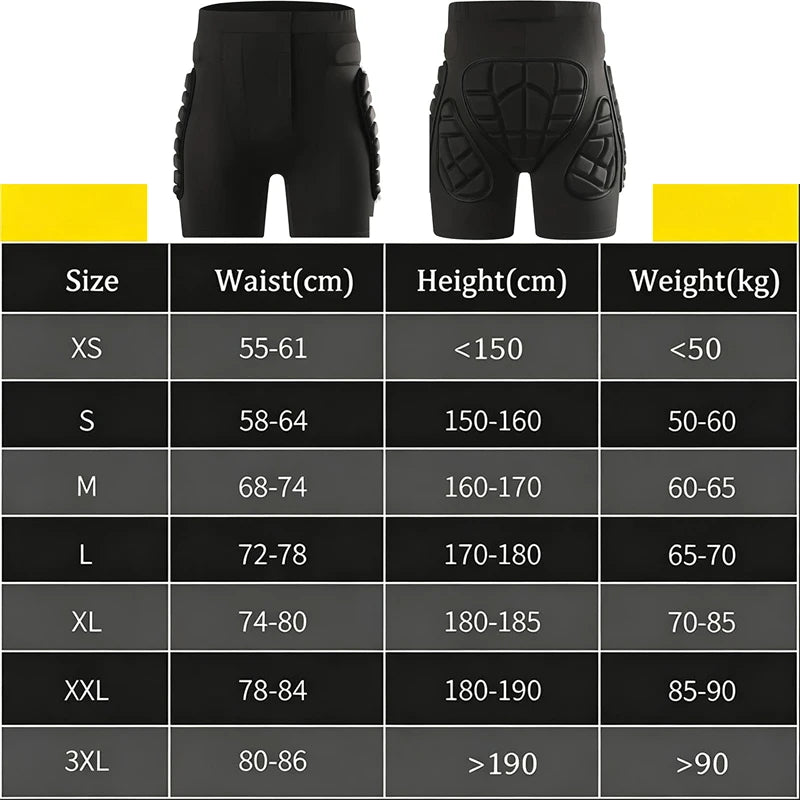 Padded Shorts and Kneepads 3D Protection Hip Butt Protective Shorts Anti Impact Pants for Snowboarding Skate Skiing Cycling