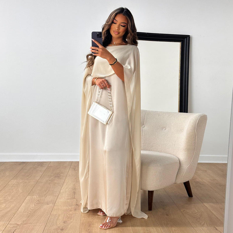 Women High Waist Mesh Satin Dress