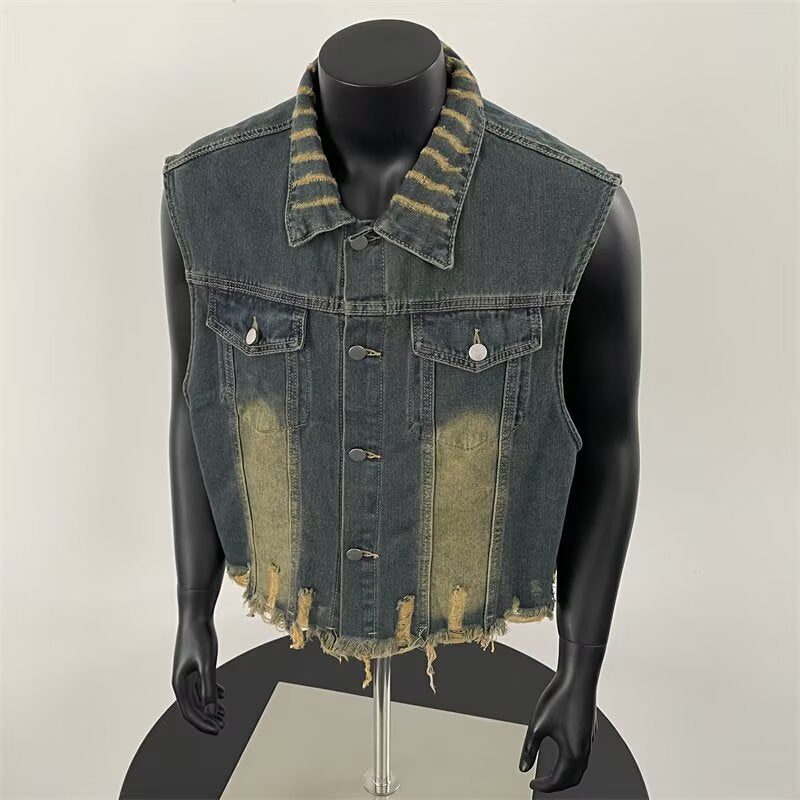 Summer functional style old vest sleeveless layered top