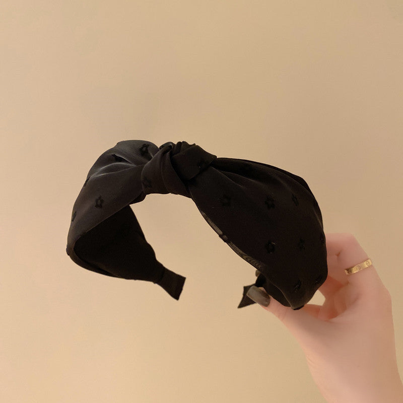 Spring And Summer High-End French Organza Small Flower Wide-Brimmed Headband Ladies Short Hair Crushed Hair Broken Hair Headband