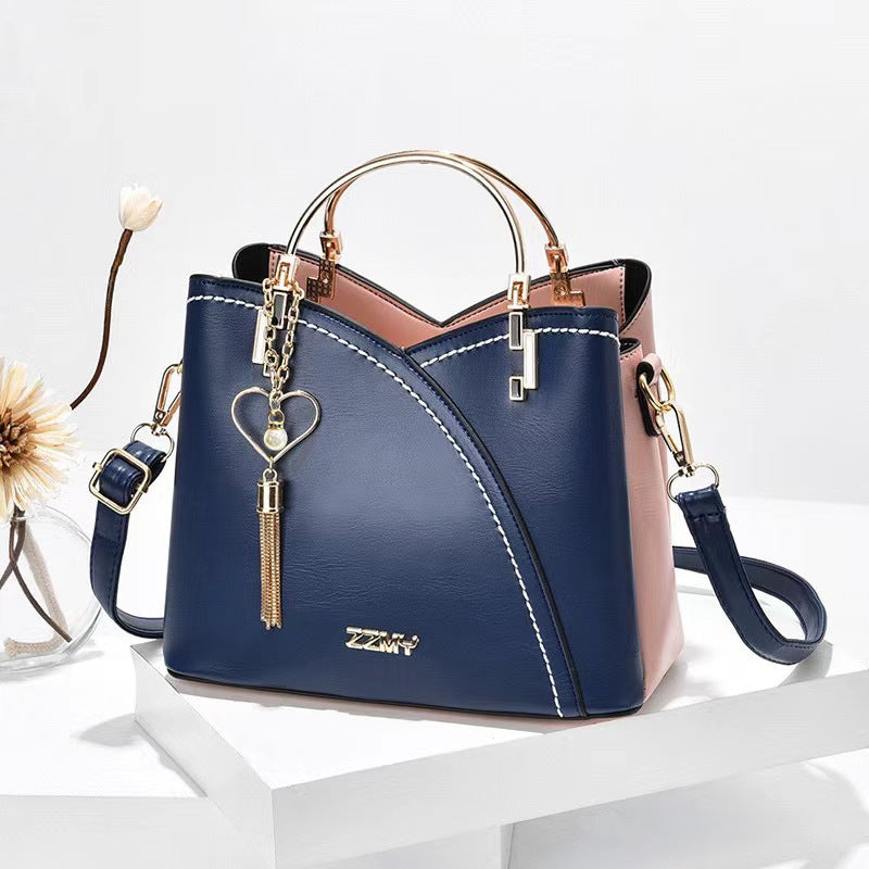 Color-blocked large-capacity shoulder bag with high-quality crossbody design