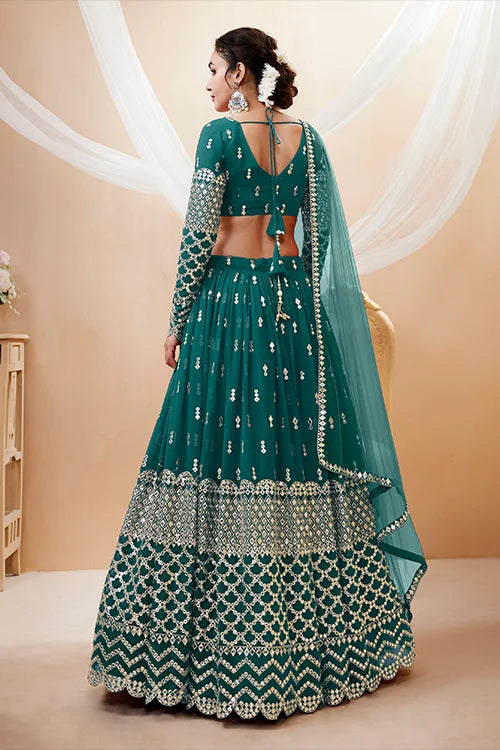 Fantastic Teal Blue Embroidered Women Lehenga Choli Collection