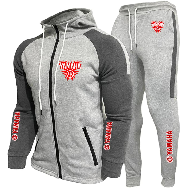 YAMAHA Men's Racing Suit Outdoor Quick-Drying Comfortable Oversized Hooded Jacket Fitness Sweatpants Two-Piece Training Set