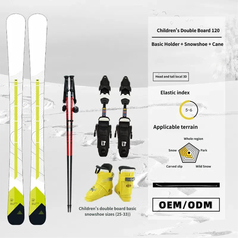 High Quality Youth Snowboard Double Board Fixator Snow Shoe Cane Set Customized 120cm Children's Ski Slope Snowboard Set