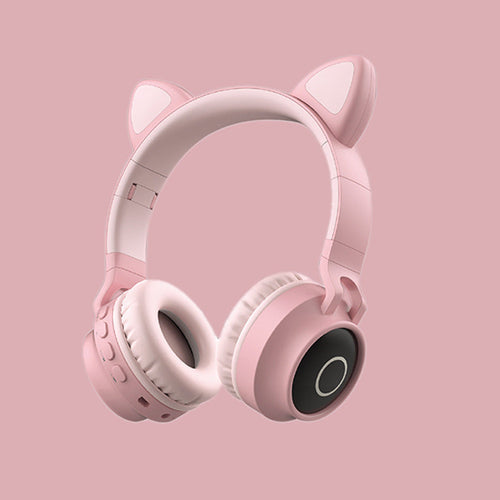 LED Light Cat Ear Headphones Wireless Bluetooth 5.0 Headset Portable