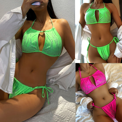 Swimsuit Solid Color Flame Diamond Bikini