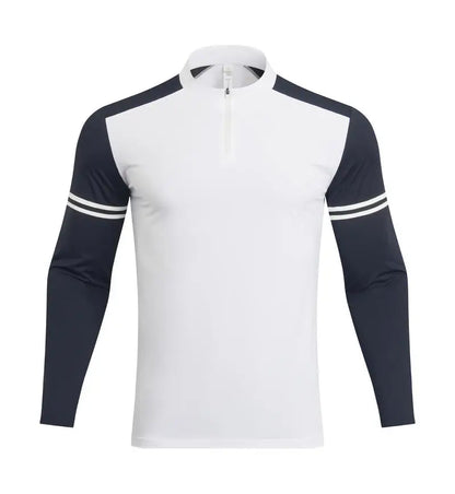 Custom DIY Long-sleeved Half-zipper T Shirt Men Elastic Training Gym Fitness Workout Sport Jersey Athletic Running Shirt Men