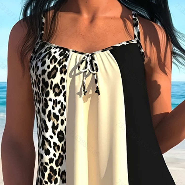 Leopard Print Tie-Up Sexy Two-Piece Swimsuit