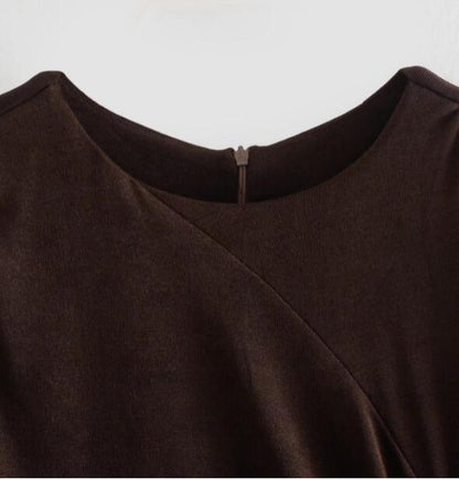 New Style Pleated Hollow Shoulder Pad Dress Slim Sexy Short Skirt Ladies Temperament Dress
