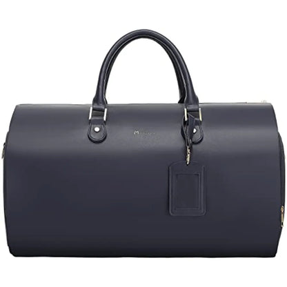 Women Convertible Leather Garment Bag with Shoulder Strap, PU Leather Garment Duffel Bag Carry on 2 in 1 Hanging Suitcase Suit