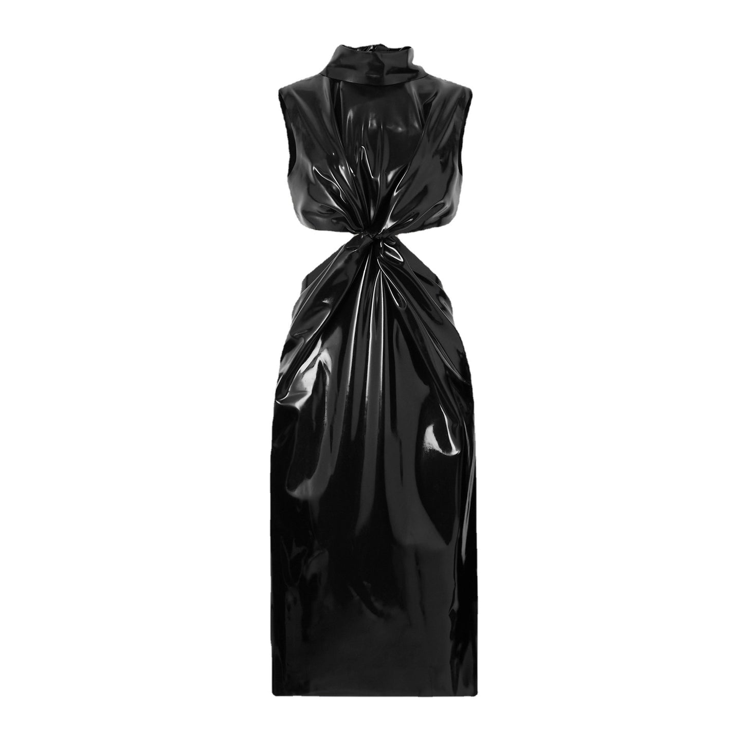 New Product Dress Stand-Up Collar Black Sexy Revealing Backpack Hip Mid-Skirt Ladies