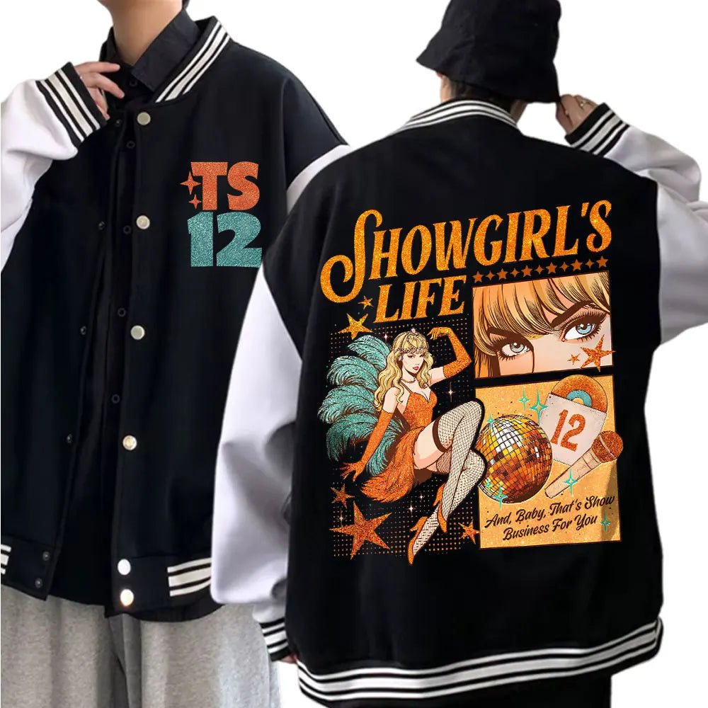 TS Ablum 2025 The Life of A Showgirl Baseball Uniform Jacket Women Men Kpop Baseball Jackets for Fans Gift