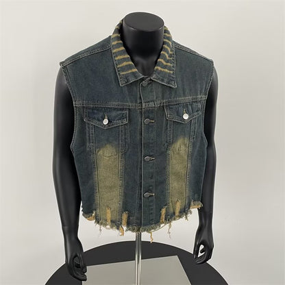 Summer functional style old vest sleeveless layered top