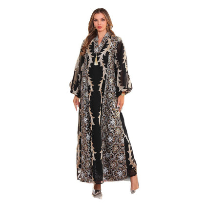Ladies' elegant dress Middle Eastern clothing embroidered robe Muslim women's robe