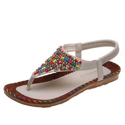 Flat Sandals for Women  Fairy Style Comfortable Toe-Strap Rhinestone Flip-Flops