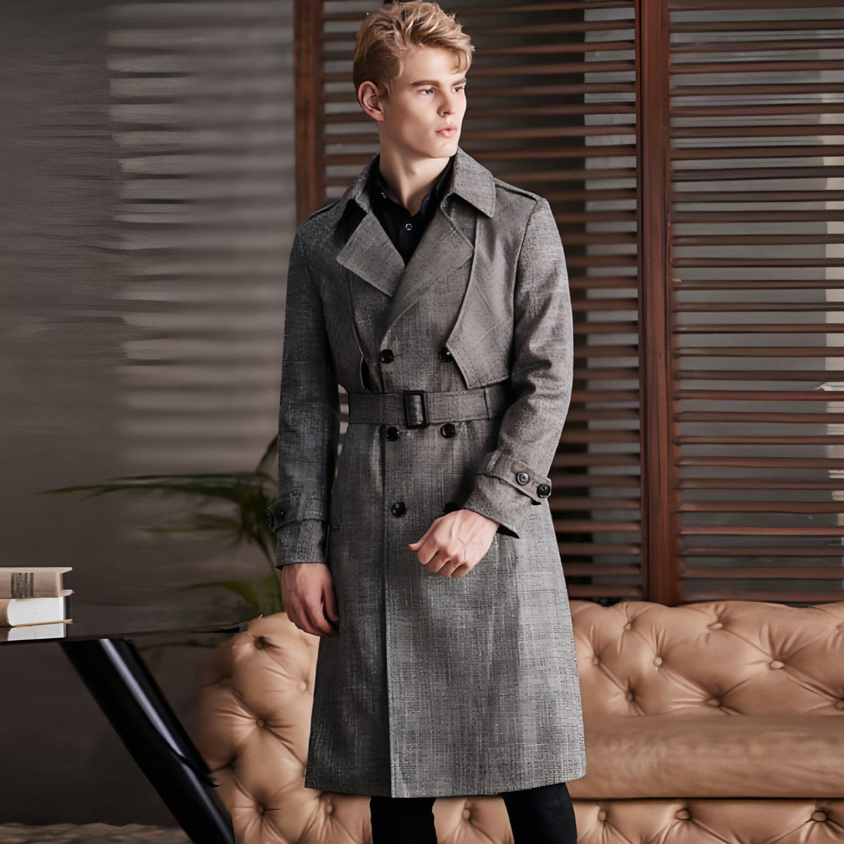 The Trenchcoat Is Over The Knee And Long Men