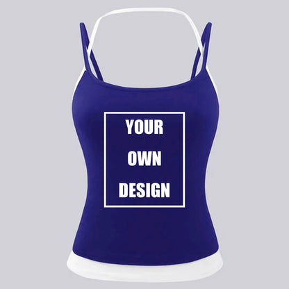 DIY Custom Graphic Logo women Color Blocking Vests Soft Singlet Halter Tops Fashion Slimming Vest Fitness Summer New Clothing