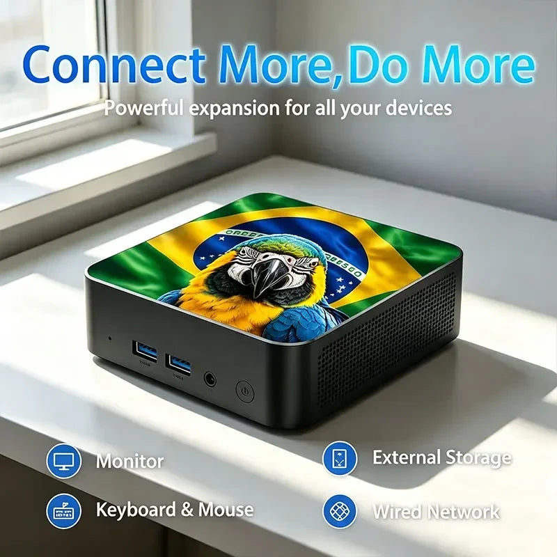 Powerful Portable Gaming Mini PC New Mexico Brazil Flag Core i3 6100 16GB 2TB M.2 SSD Win11 4K@60Hz HD