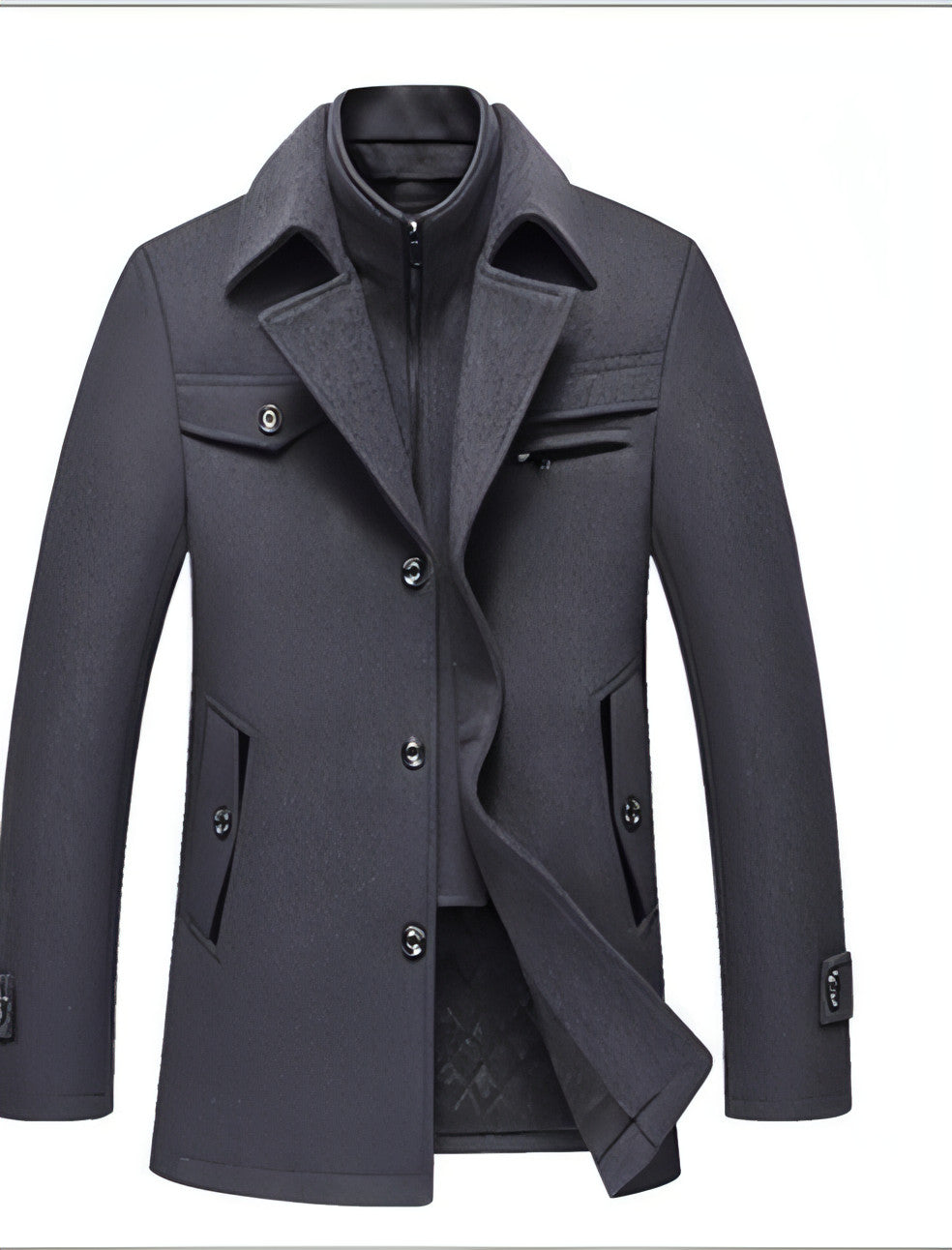 Collar Casual Wool Blends Trench Coats