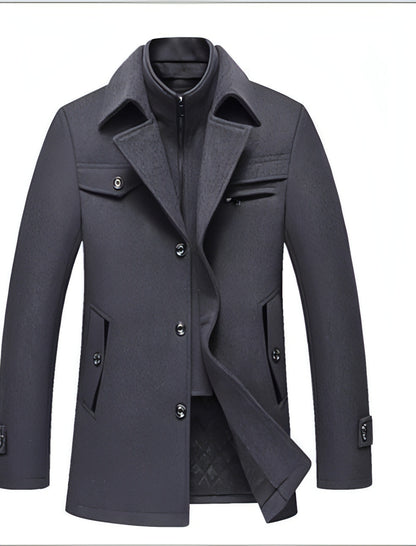 Collar Casual Wool Blends Trench Coats