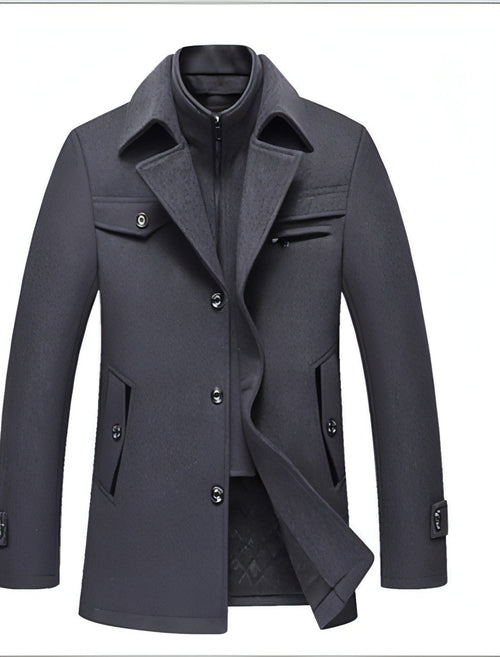 Collar Casual Wool Blends Trench Coats