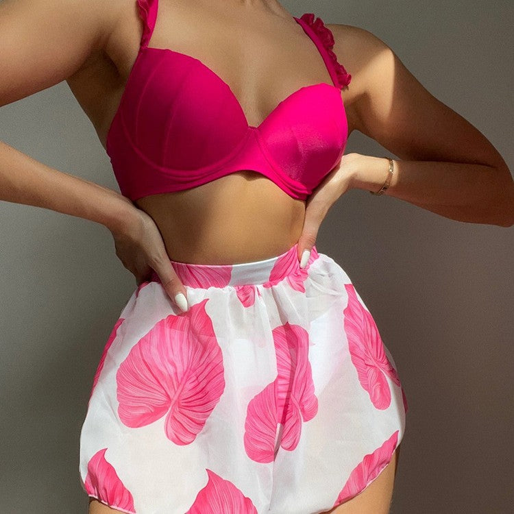 Printed Sexy Bikini Three-Piece Swimwear