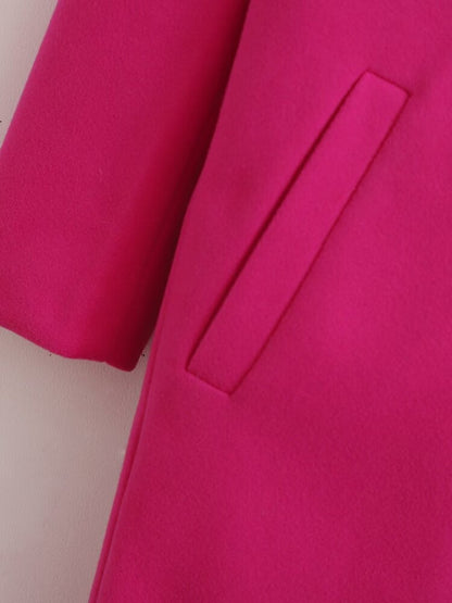 Loose Warm Woolen Coat Ladies Outwear Contrast Color Patchwork New Lapel Long Sleeve Women Fashion Autumn