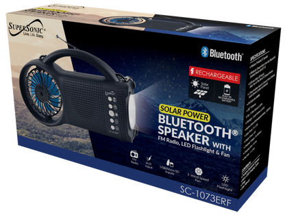 Supersonic Solar Power Bluetooth Speaker with FM Radio / LED Torch