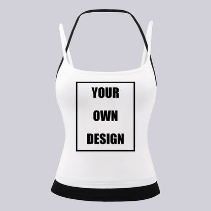 DIY Custom Graphic Logo women Color Blocking Vests Soft Singlet Halter Tops Fashion Slimming Vest Fitness Summer New Clothing