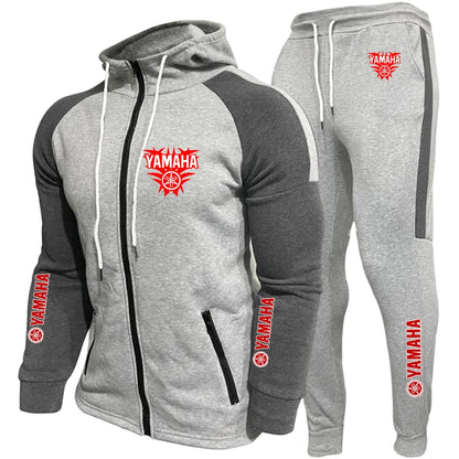 YAMAHA  Men's Racing Suit Outdoor Quick-Drying Comfortable Oversized Hooded Jacket Fitness Sweatpants Two-Piece Training Set