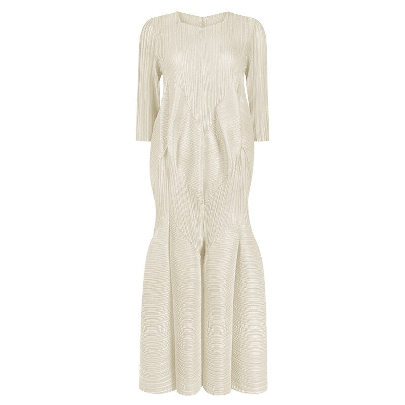Ladies Long-Sleeved Dress Spring And Summer New Ladies Temperament Is Thin Platycodon Pleated Long Skirt