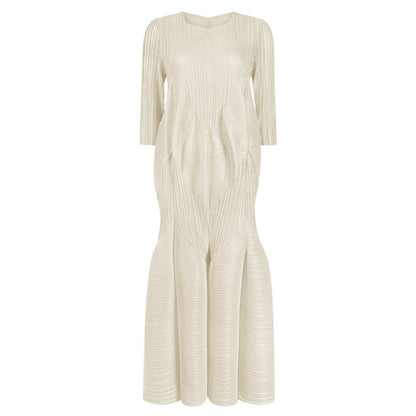 Ladies Long-Sleeved Dress Spring And Summer New Ladies Temperament Is Thin Platycodon Pleated Long Skirt