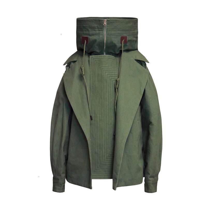 Fashion Women Jackets Solid Color Cotton Ladies Stand Collar Hooded Autumn New Winter Clothing Green Couple