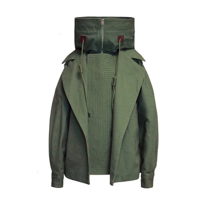 Fashion Women Jackets Solid Color Cotton Ladies Stand Collar Hooded Autumn New Winter Clothing Green Couple