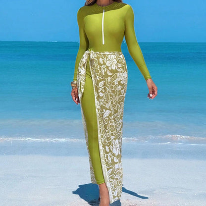 Long Pants Bikini Three-Piece Swimsuit Women's Printed Beach Dress Swimwear