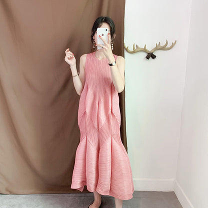 Elegant Ladies Pleated Dress Summer New Pleated Lantern Skirt Long