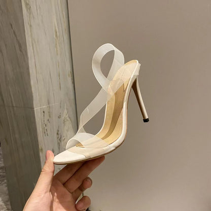 High Heel PVC Sandals Formal Ladies Party Shoes Women Summer Stilettos Open Toe Banquet Sandals Designer Shoes Women