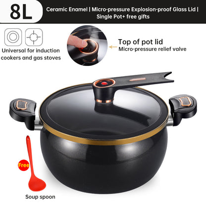 Modern 7L Micro-Pressure Soup Pot - 27cm Non-Stick Stewing Casserole, Includes Spoon, Safe for Induction & Gas Cooking
