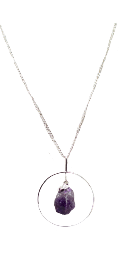 Silver Circlet with Small Raw Crystal on Silver Chain