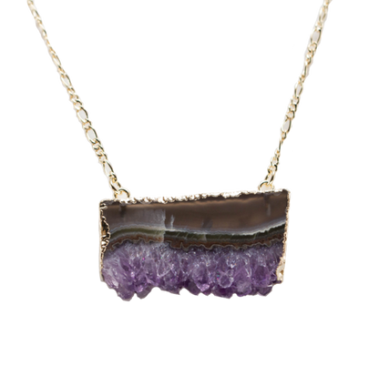 Amethyst Horizontal Slice Necklace