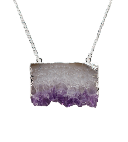 Amethyst Horizontal Slice Necklace