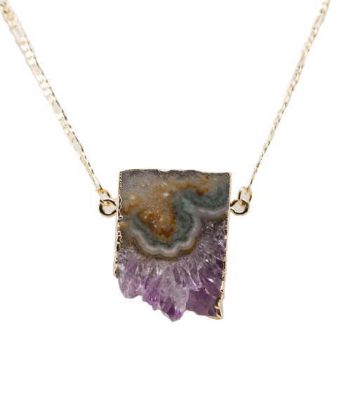 Amethyst Horizontal Slice Necklace