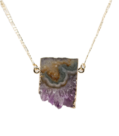 Amethyst Horizontal Slice Necklace