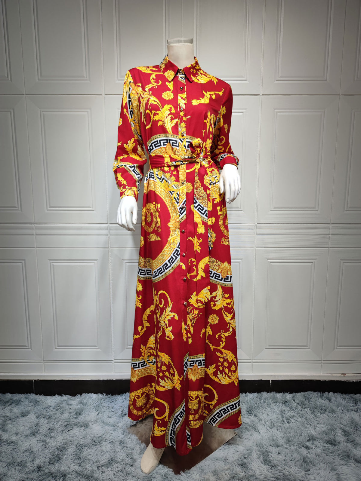 Swing Ladies Print Shirt Dress Middle East Ladies Clothing